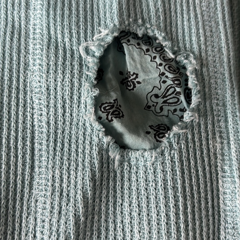 We The Free Teal Button-Up Distressed Henley - Picture 5 of 5